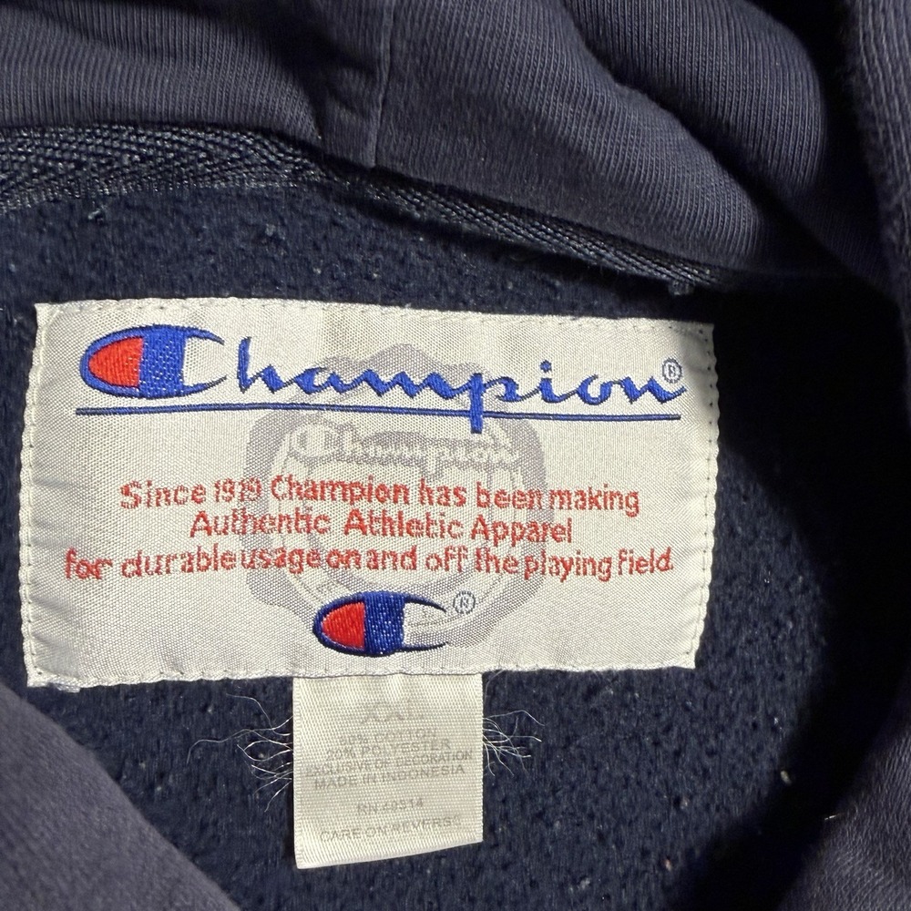 Champion‎ Navy Hoodie XL Spellout Military Pullover - Picture 4 of 8
